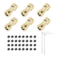 6pcs 4mm to 5mm Brass Shaft Coupling Joint Connector with Screws and Wrench
