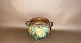 Roseville Pottery Antique 1930 Sunflower Double Handle Vase 566 4 Arts & Crafts