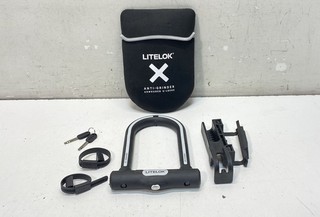 Litelok X1 Anti Grinder Armoured Bicycle U Lock With Keys Mount & Pouch