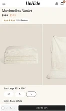 Retails $599 - Large UnHide Marshmallow - Faux Fur Blanket - Heavy Weight *White