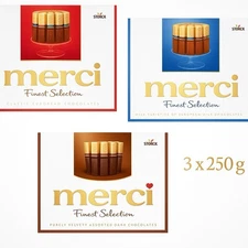 3 x 250 g Storck MERCI Finest Selection Assorted Chocolate New Made In Germany