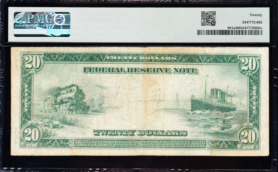 VERY NICE Bold & Crisp VF 1914 $20 CHICAGO Federal Reserve Note! PMG 20! 93713A - Image 3 of 3