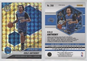 2020 Panini Mosaic NBA Debut Reactive Yellow Prizm Cole Anthony #268 Rookie RC