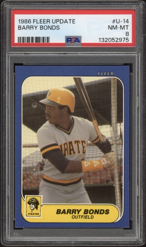 1986 Fleer Update Barry Bonds Rookie RC #U-14 PSA 8 NM-MT Pittsburgh Pirates 