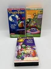 Vintage Veggie Tales Cartoon Movies Lot Of 3 Children  s VHS Cassette Tapes VCR