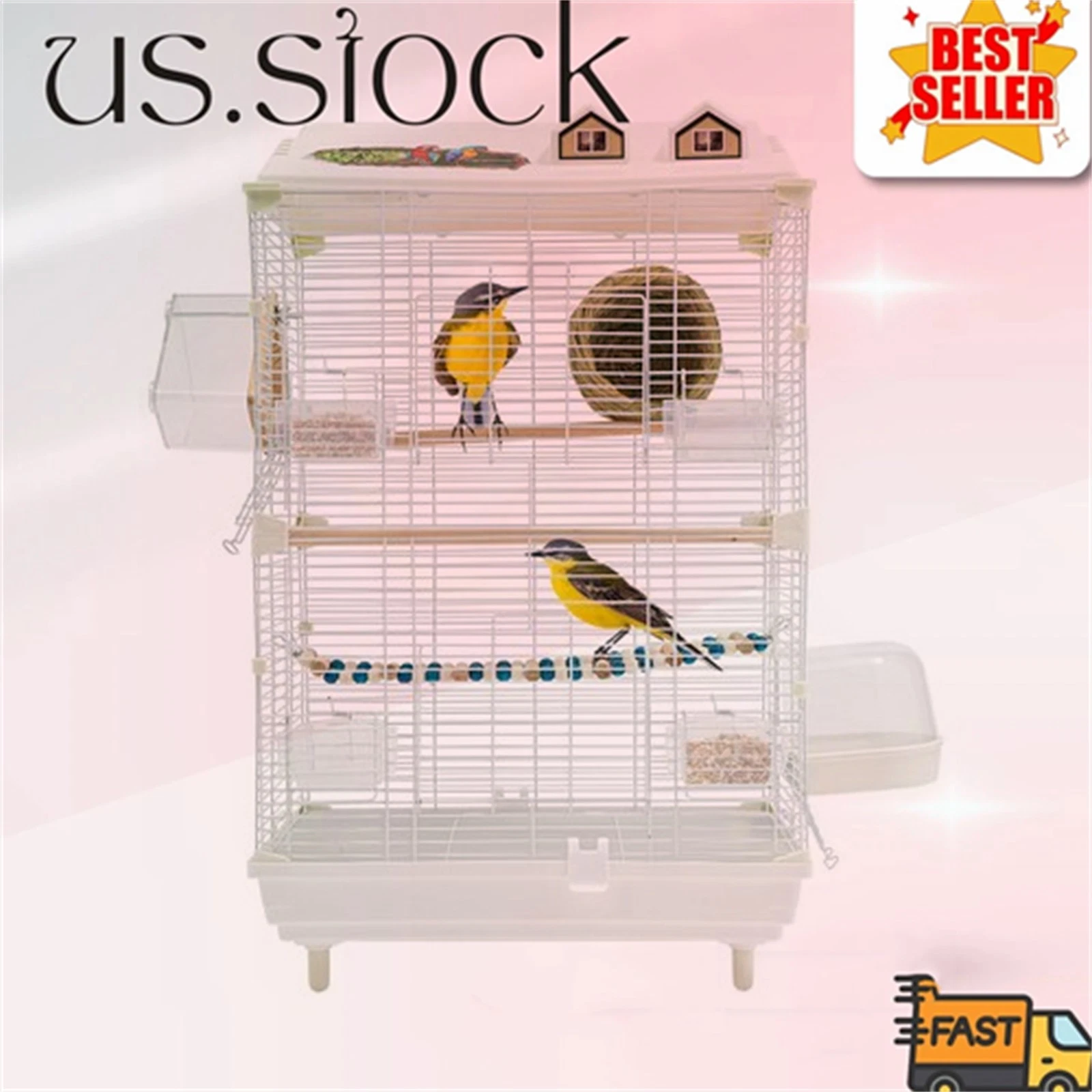 30.3 in Metal Aviary Bird Cage for Parakeet Macaw Parrot Budgies Lovebirds