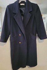 Forecaster of Boston Women's 7/8 Navy Blue Wool Pea Coat Made in U.S.A.