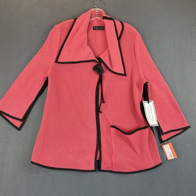 VTG Krisztina Nagy Sweater Jacket Sz S NWT Pink Black Designer Stylish Elegant