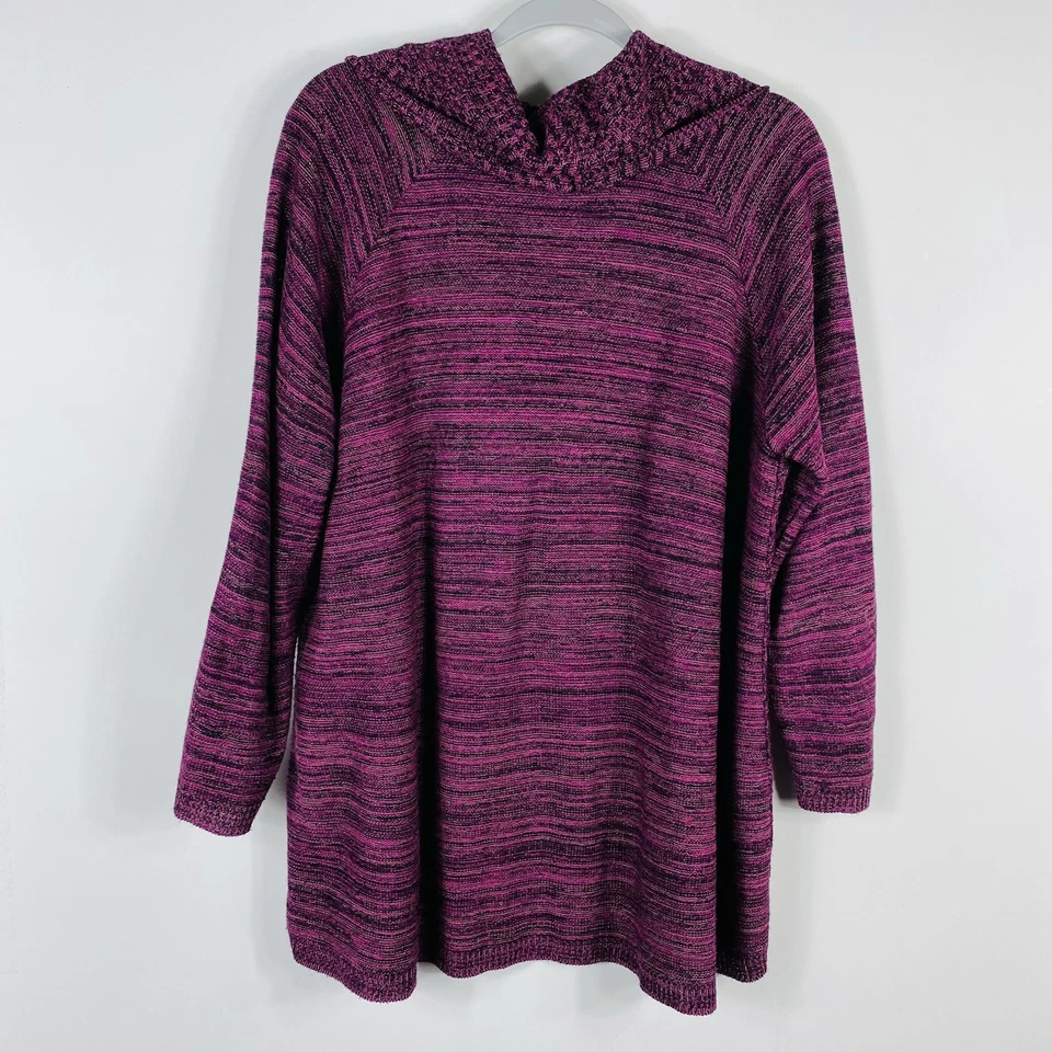 Suéter Pullover Catherines Talla 0X Tinte Espacial Cuello Capucha Púrpura Foto 2 de 4