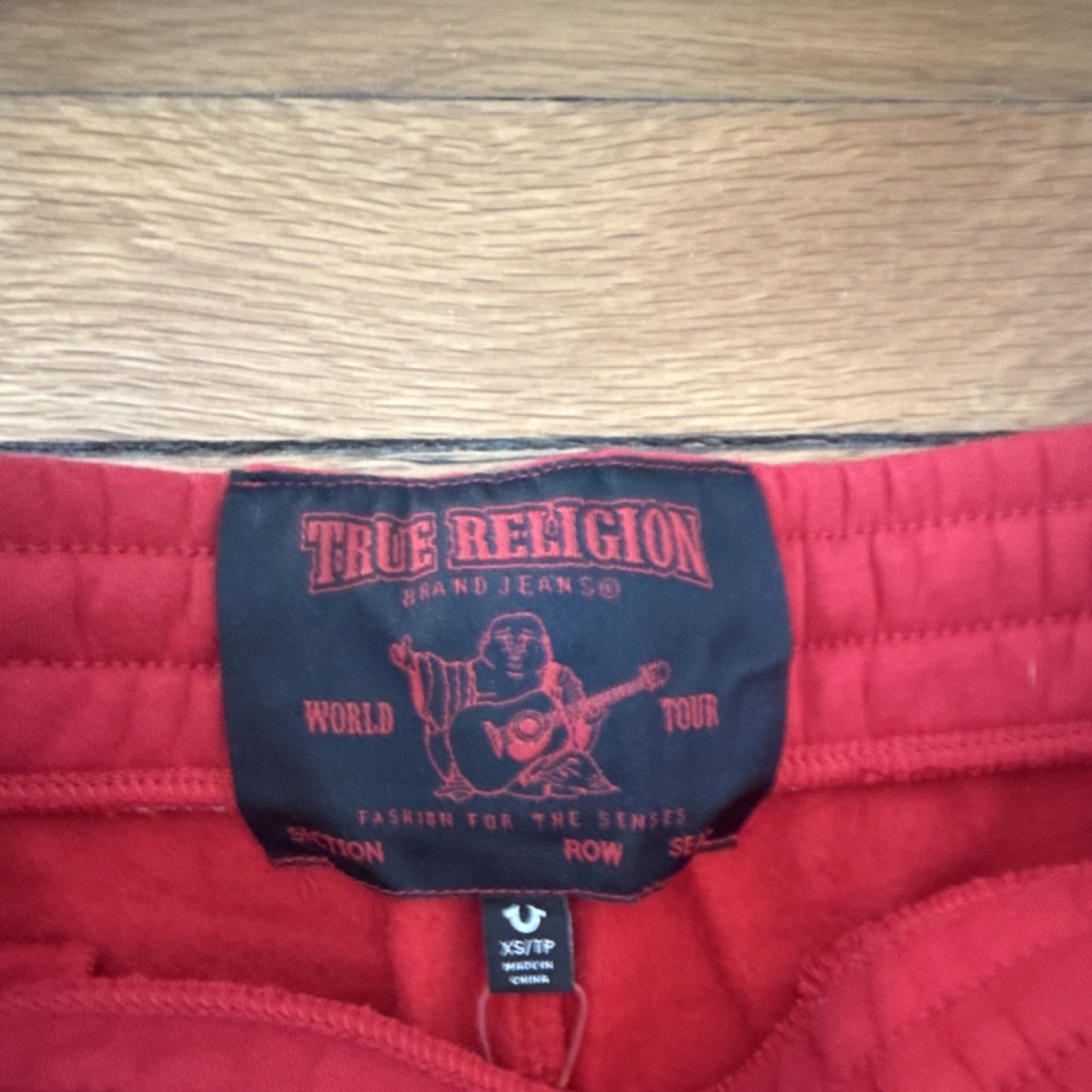 True Religion Red Men's Casual Pants Drawstring Pockets Elastic Waist World Tour thumbnail 2