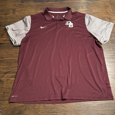 Nike Dri Fit Polo Shirt Men 4X Maroon DB Logo Athletic Golf Shirt Dobyns Bennett