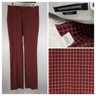 Calvin Klein 205W39NYC Raf Simons Sample Trousers Plaid Tartan Red Wool 33 Italy