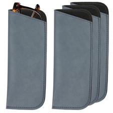 4Pcs Soft Eyeglass Cases Leather Sunglass Case Portable Glasses Pouch Blue 