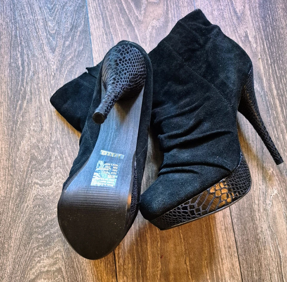 Bakers 黑色麂皮绒高跟鞋,美国 10 件,永不磨损, — 第 2/4 张图片