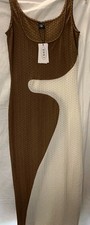 BNWT Brown/White Sleeveless Bodycon Dress Sz XS By Cider. Benefits Charity