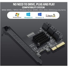 6-Port SATA Controller Card with 6 Cables