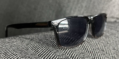 Glass Lens +3.5 Gamma Ray Sunglasses Black Gradient Frame/ Blue Grey Tint NEW
