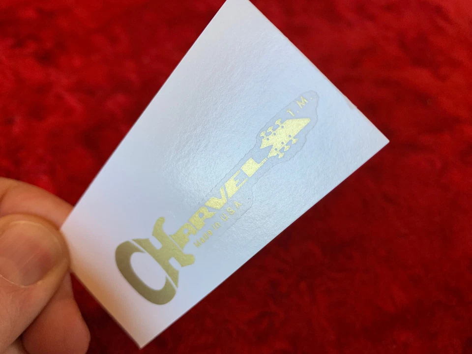 Calcomanía de tobogán acuático Charvel San Dimas puntiagudo o bajo tipo serigrafiado NOS dorado Foto 4 de 4