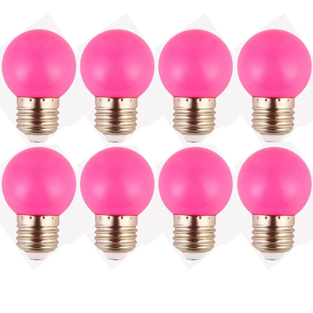 E27 Screw LED Lamp Bulb Plastic G45 Globe Bulbs Pink Color for Outdoor Lighting