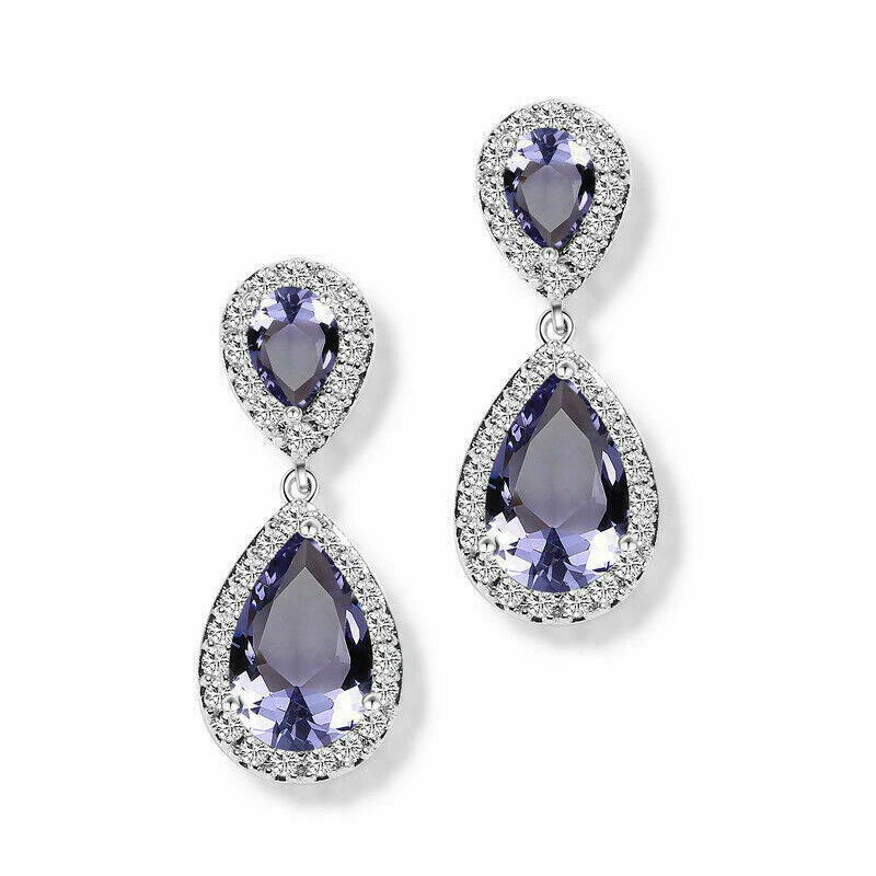Boucles d'oreilles clous métal argenté pierre cristal & strass - Photo 1/1
