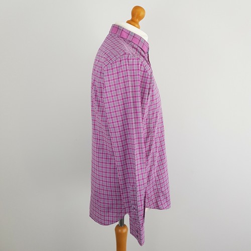 Ted Baker Mens Pink & White Check Long Sleeve Casual Shirt Top Size 4 (40 Chest) - Picture 3 of 8