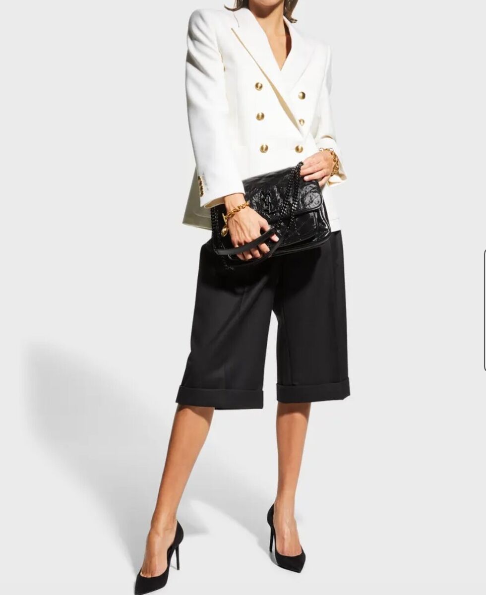 YSL NIKI MEDIUM CHAIN BAG IN CRINKLED VINTAGE BLK LEATHER YSL NIKI MEDIUM CHAIN BAG IN CRINKLED VINTAGE BLK LEATHER