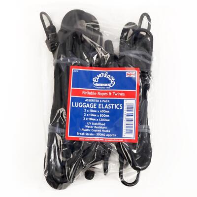 6er-Pack - Verschiedene 10 mm Gepäck Gummibänder Kungee Riemen mit Haken EVERLASTO