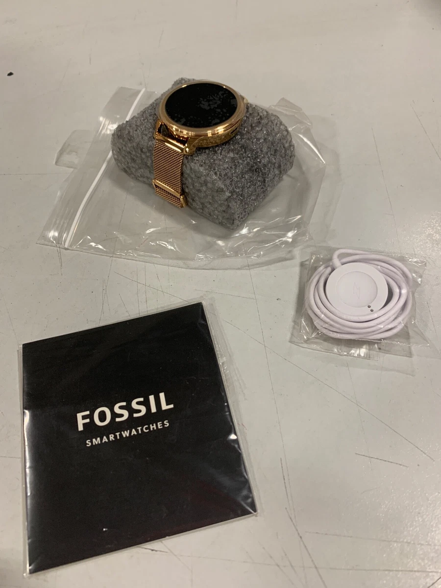 Fossil Gen 5E GPS 42mm Rose Gold Tone Stainless Steel Mesh Smartwatch FTW6068V
