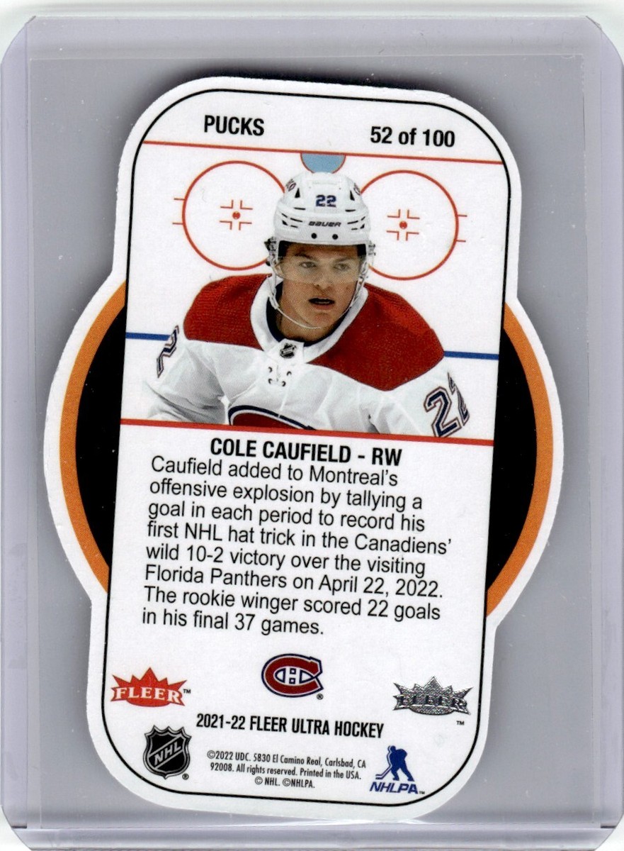 A.J.コール63 Cole Caufield Rookie 2021-22 Fleer Ultra Hockey #52 OF 100 Pucks