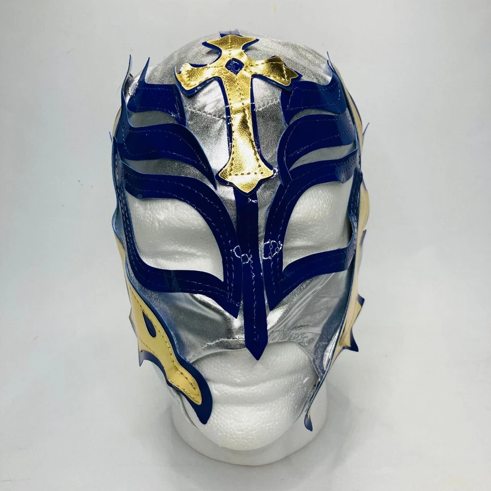 Máscara para niños Mysterio Lucha Máscara Pullover Ajuste Color Plata y Dorado Disfraz Lucha Lib Foto 2 de 4