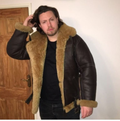 B3 RAF US Nav Mens Bomber Flying Aviator Fur Irvin Real Shearling Leather Jacket