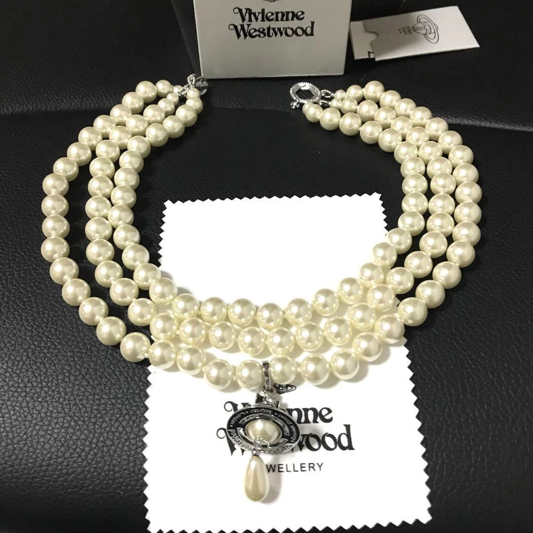 Japan Used Necklace Vivienne Westwood Triple Pearl Necklace eBay