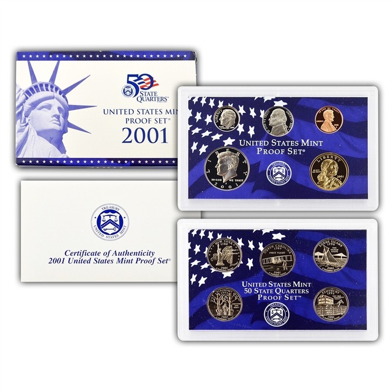 2001 S PF Proof Set U.S Mint Original Government Packaging OGP COA COIN SET#7971