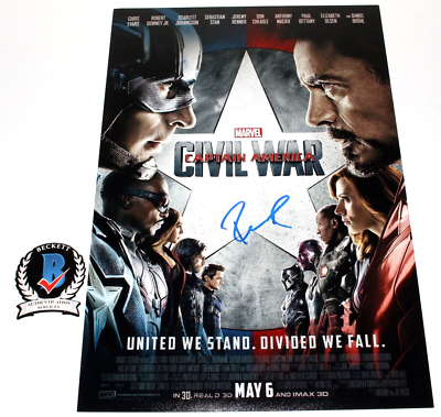ROBERT DOWNEY JR SIGNED MARVEL IRON MAN 'CIVIL WAR' MOVIE POSTER