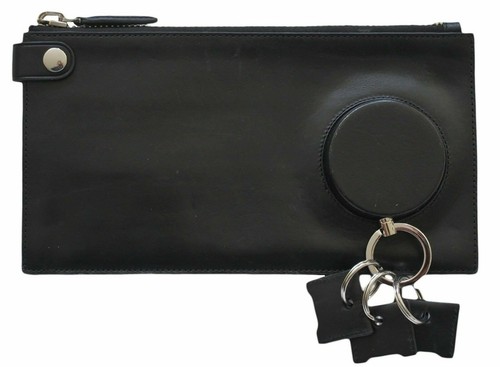 Alexander Wang Leather Clutch Bag with Keyrings Black