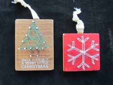 String Art Christmas Ornaments Primitives by Kathy Tree Snowflake 2pc 36295/6
