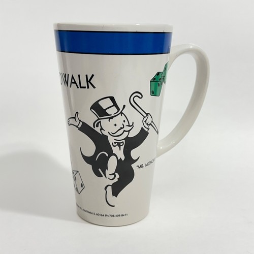 1999 Mr Monopoly Boardwalk Ceramic Tall Coffee Mug Tea Cup Vintage Gift