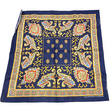 New/vtg Bandana Navy Blue Cotton Paisley Floral Hankie RN 14193 MADE IN USA 21  