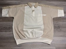 Vintage Polo Shirt Banded Bottom Preppy Grandpa Palmland Classics White Beige L