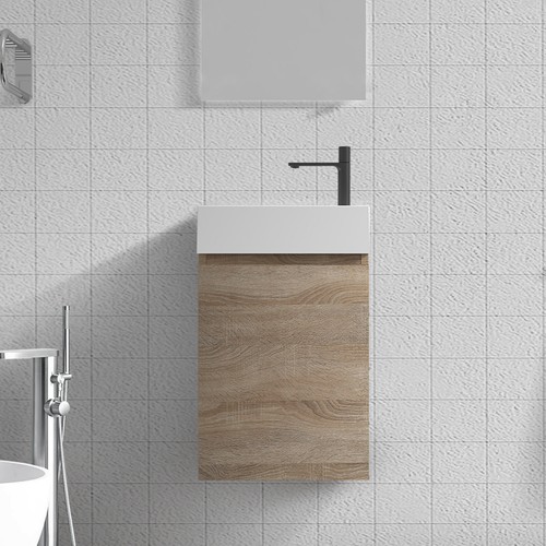 18"/24" Bathroom Vanity With Sink Ceramic Basin Modern Cabinet Vessel Combo - Picture 4 of 34