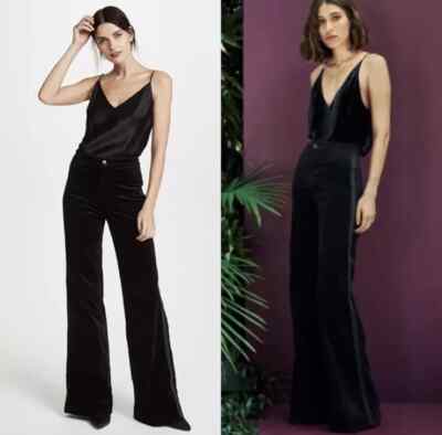 J Women's Black Jeans High Rise Wide Flare Leg Velvet Pants 26 Brand