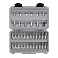 Socket Set 3/8 in Drive TR Torx Bit External Star Metric Storage Case 36-Piece 