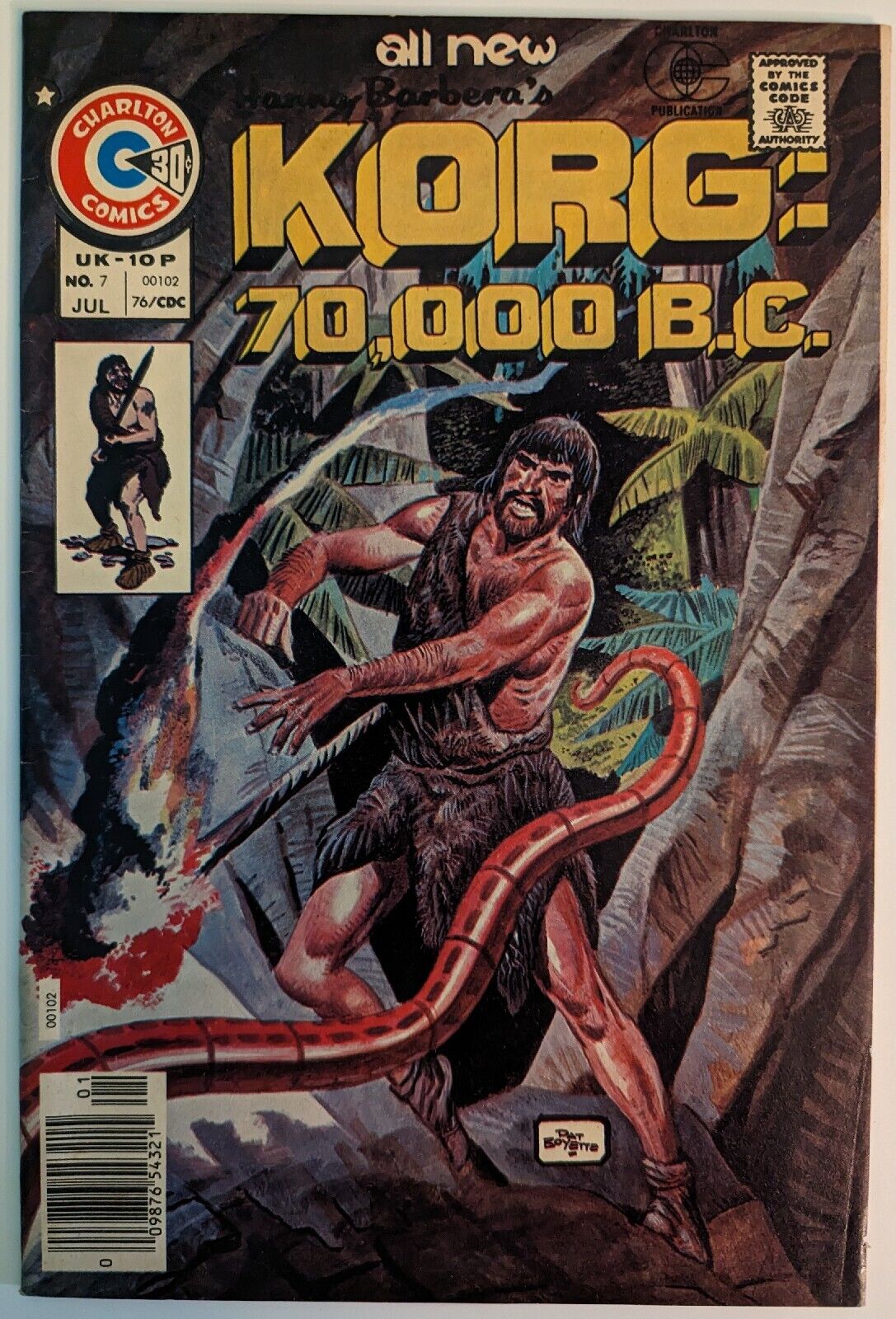 Korg: 70,000 BC #7 - Hanna Barbera Serpent God Cro-Magnon Big Tooth - 1976