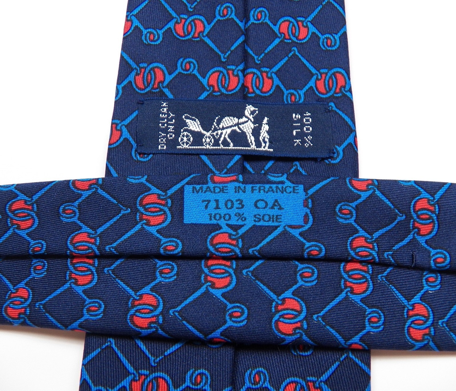 HERMES FRANCE MENS 100percent SILK NECK TIE COLLECTORS RARE COCA COLA BOTTLE COKE BLUE image 4