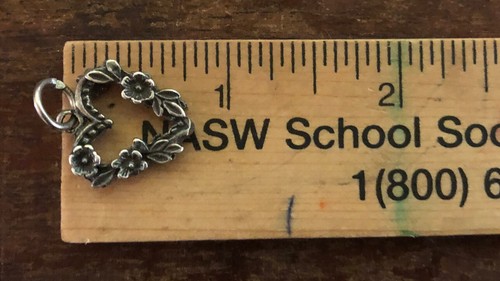 Estate Find, .925, Rare Open Heart With 3D Flowers Charm/Pendant - Picture 12 of 12