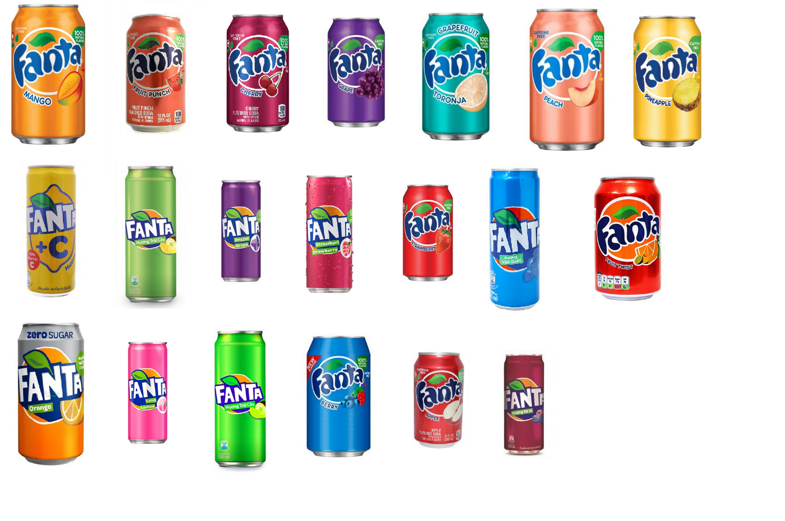 FANTA FRUIT SODA - BIG CHOICE - FROM AROUND THE WORLD - USA VIETNAM EUROPE  ASIA