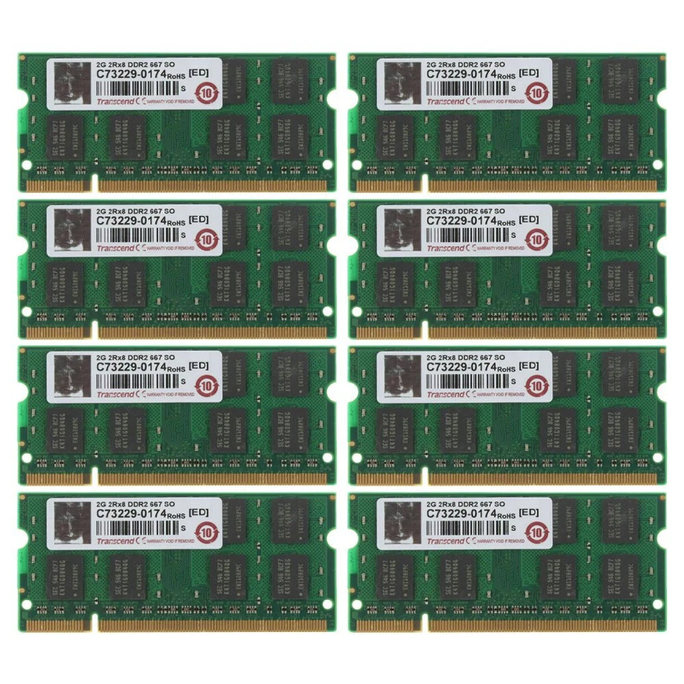 Transcend 16GB 8GB 4GB 2G DDR2 667Mhz PC2-5300 Laptop Memory Notebook RAM Lot BT - Image 3 of 4