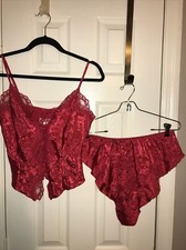 Victoria s Secret Woman s S RED SATIN Flutter TAP panties/CAMISOLE Cami Y2K VTG