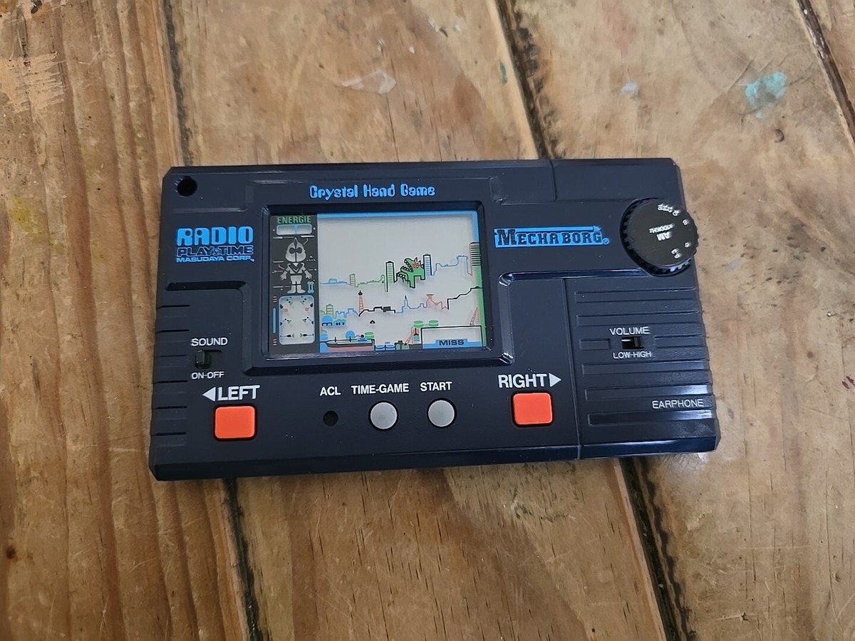 希少 Masudaya MECHA BORG Crystal Hand Game Vintage MASUDAYA Mechaborg LCD Game & Radio 1983 Mecha Borg