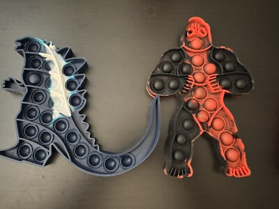 NEW! 2 Piece King Kong Godzilla Push Pop Bubble Fidget Sensory Toy